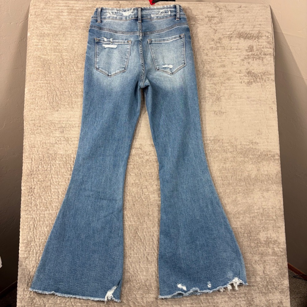Bridge by GLY Ultra High Rise Super Flare Distressed Jeans BG5792R Size 28 - Picture 2 of 8